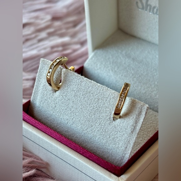 Shane Co. Lainey Channel-Set 0.10 tcw Diamond Gold Huggie...